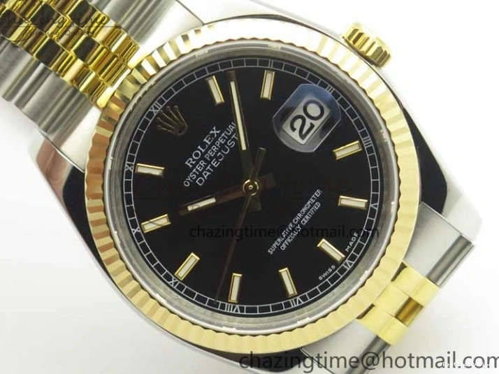 0413 DateJust 36 SS YG 126233 ARF 1:1 Best Edition Black Dial Stick Markers on SS YG Jubilee Bracelet SH ModernLook 3432